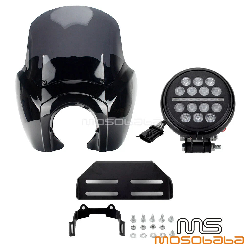 Front Fairing + LED Headlight + 12" Windshield for Harley Softail (2018-2023)