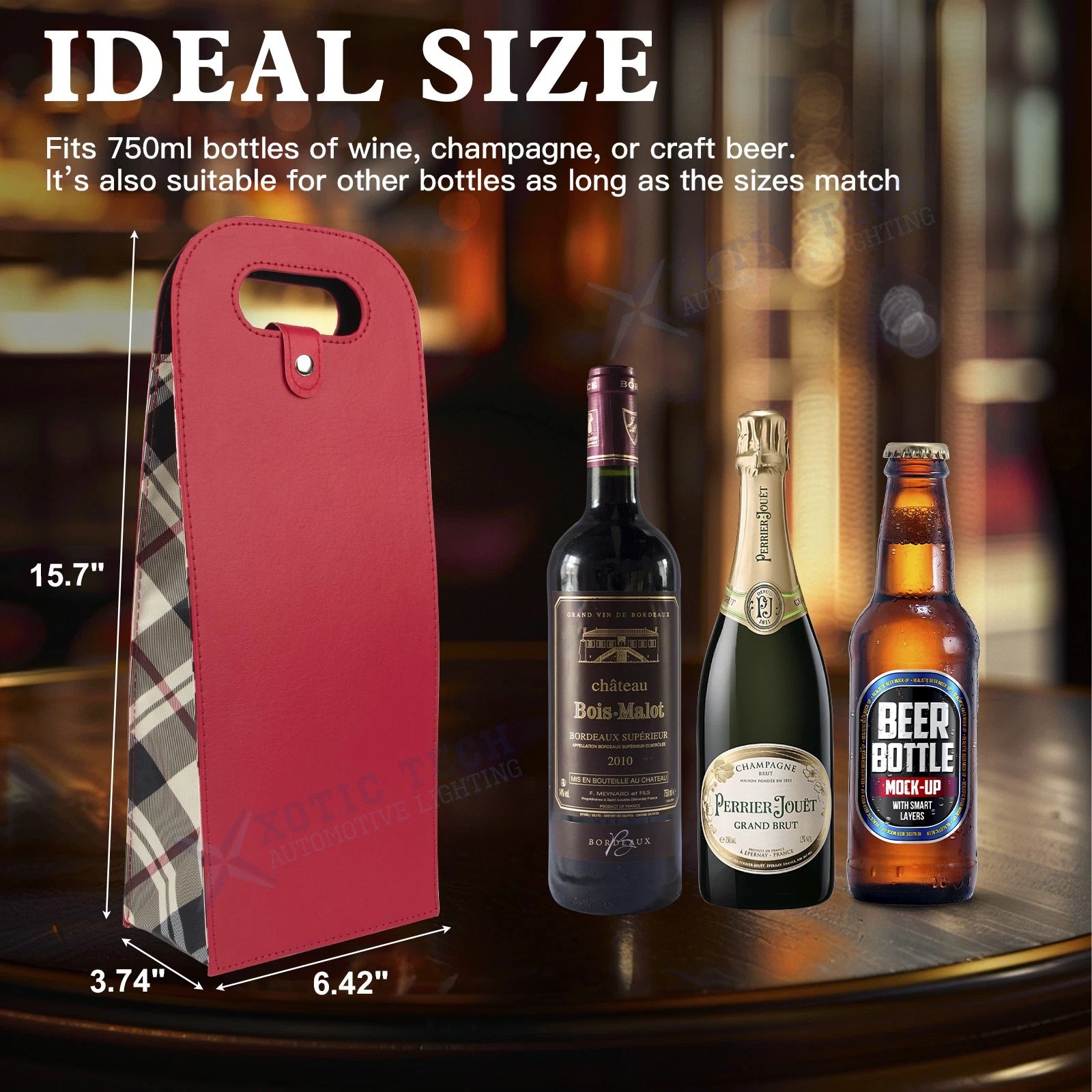 Red Wine Carrier Bag for Double Bottle Protection for Party (---)