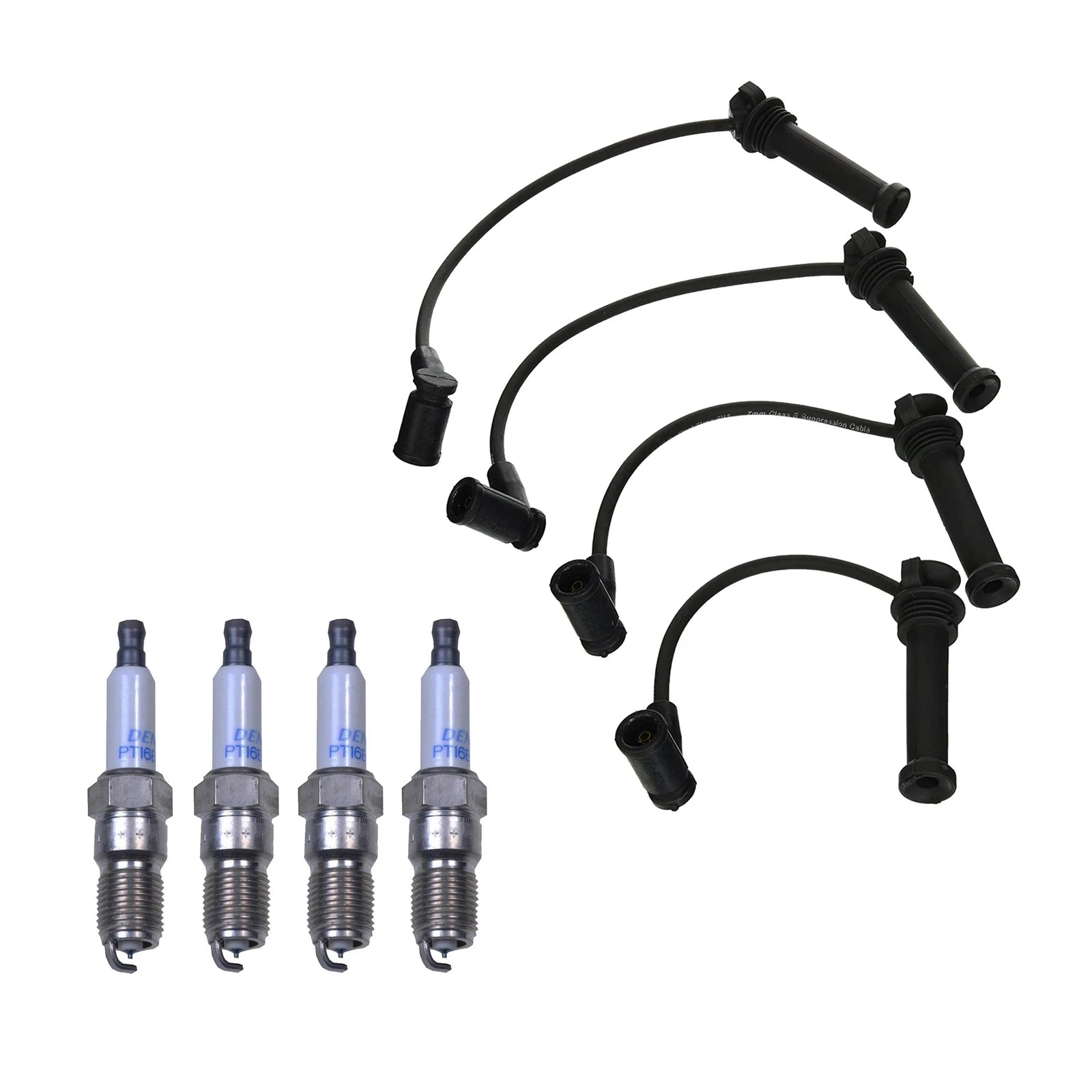 Denso 7mm Wire Set & 4 Double Platinum Spark Plugs for Ford Ranger