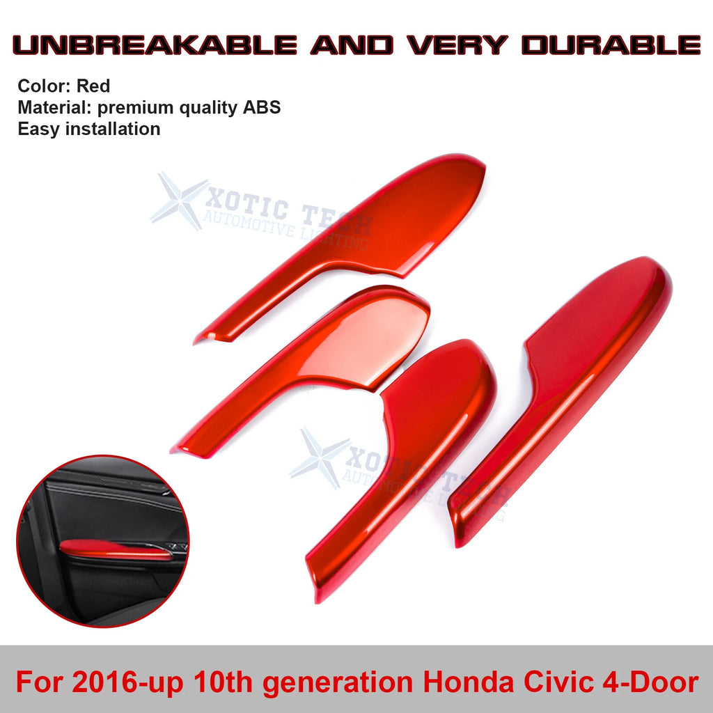 Sporty Red Interior Door Armrest Panel Trim Cover for Honda Civic (2016-2020)