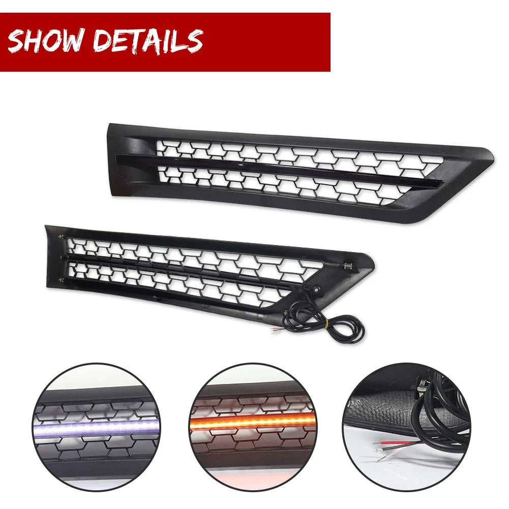 Dynamic Amber & White LED Hood Grille Vents for Freightliner Cascadia (2018–2025)