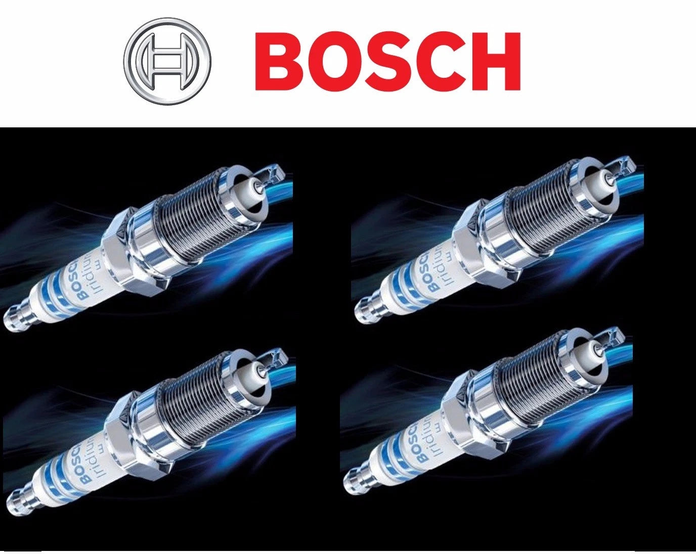 Set of 4 Bosch OE Fine Wire Iridium Power Spark Plugs #9651 for