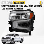 LED Headlight for Chevy Silverado 1500 LTZ (2022–2026) Chrome w/LED DRL Left