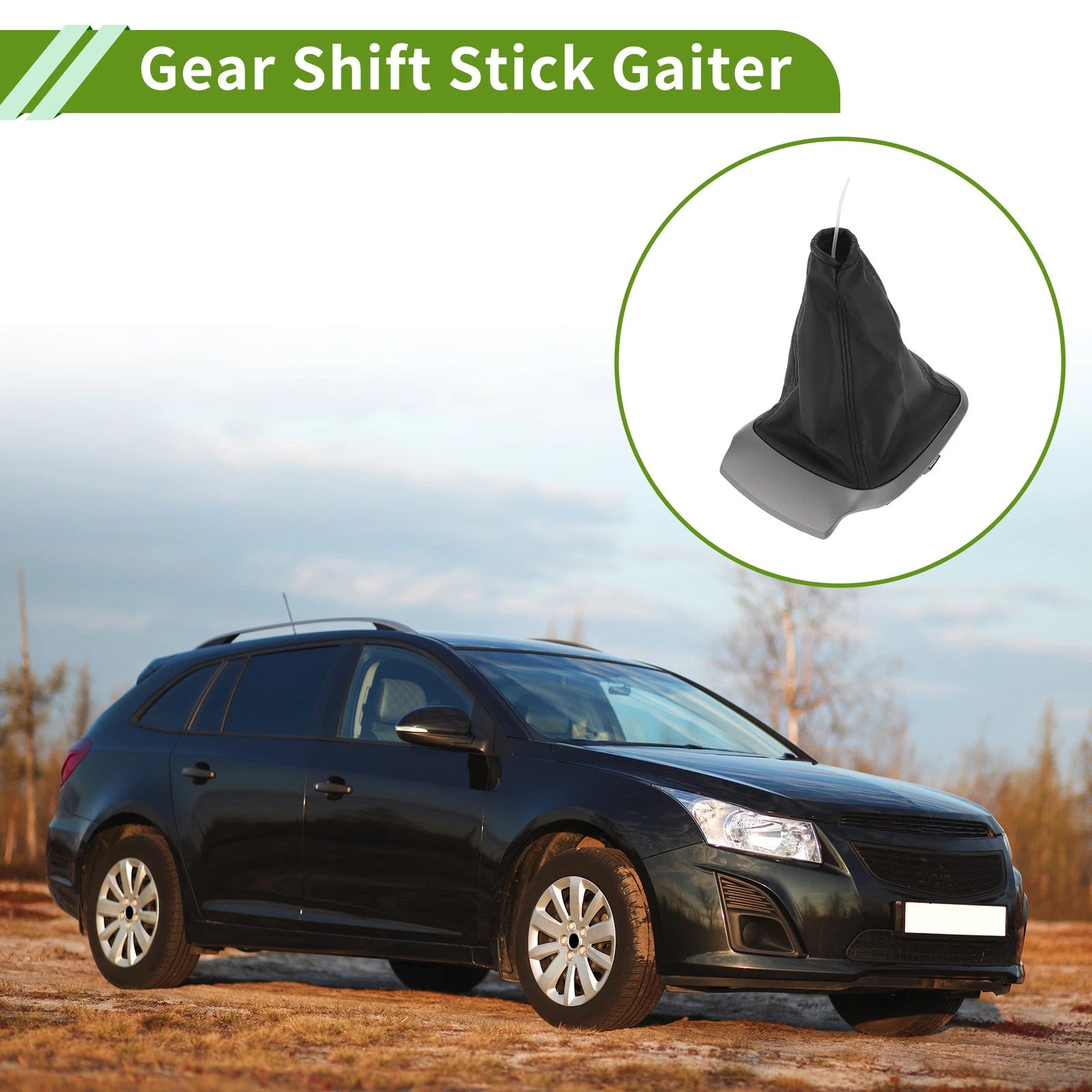 Gear Shift Stick Gaiter for Chevrolet Sonic (2012–2020) Black Faux Leather
