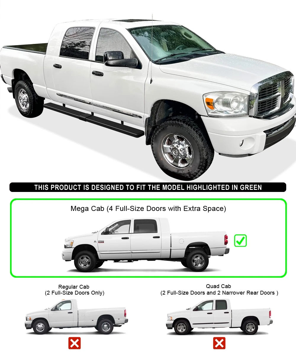 6in Stainless Steel Side Step for Dodge Ram 1500 2500 3500 Mega Cab (2006-2008)