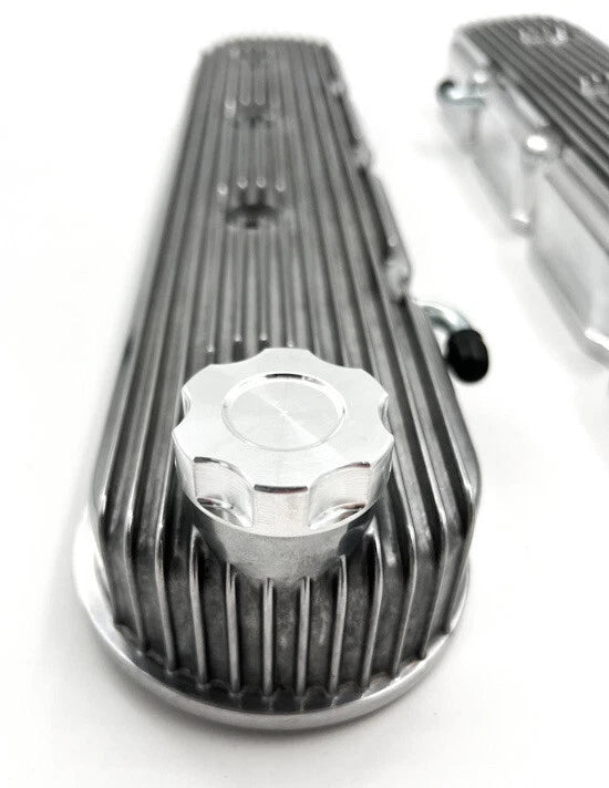 Polished Finned Valve Covers for Holley LS Chevy Engines (LS1 LS2 LS3)
