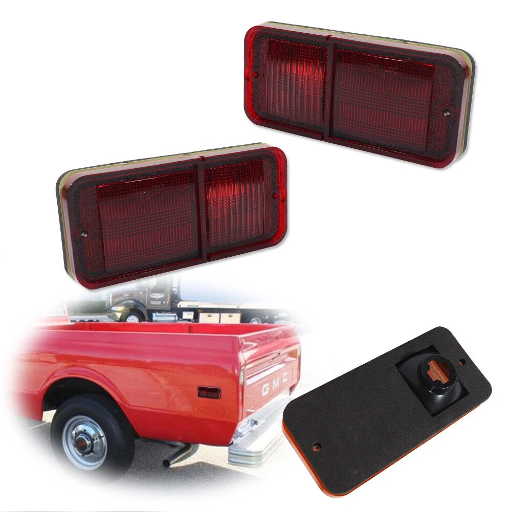 2X Rear Bumper Side Marker Light Red Lens for Chevrolet GMC C/K Trucks