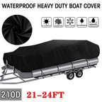 Boat Cover for Pontoon V-Hull Fish Runabout (Waterproof, Heavy Duty)