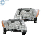 Halogen Headlights Pair Chrome for Jeep Grand Cherokee Compass (2011-2017)