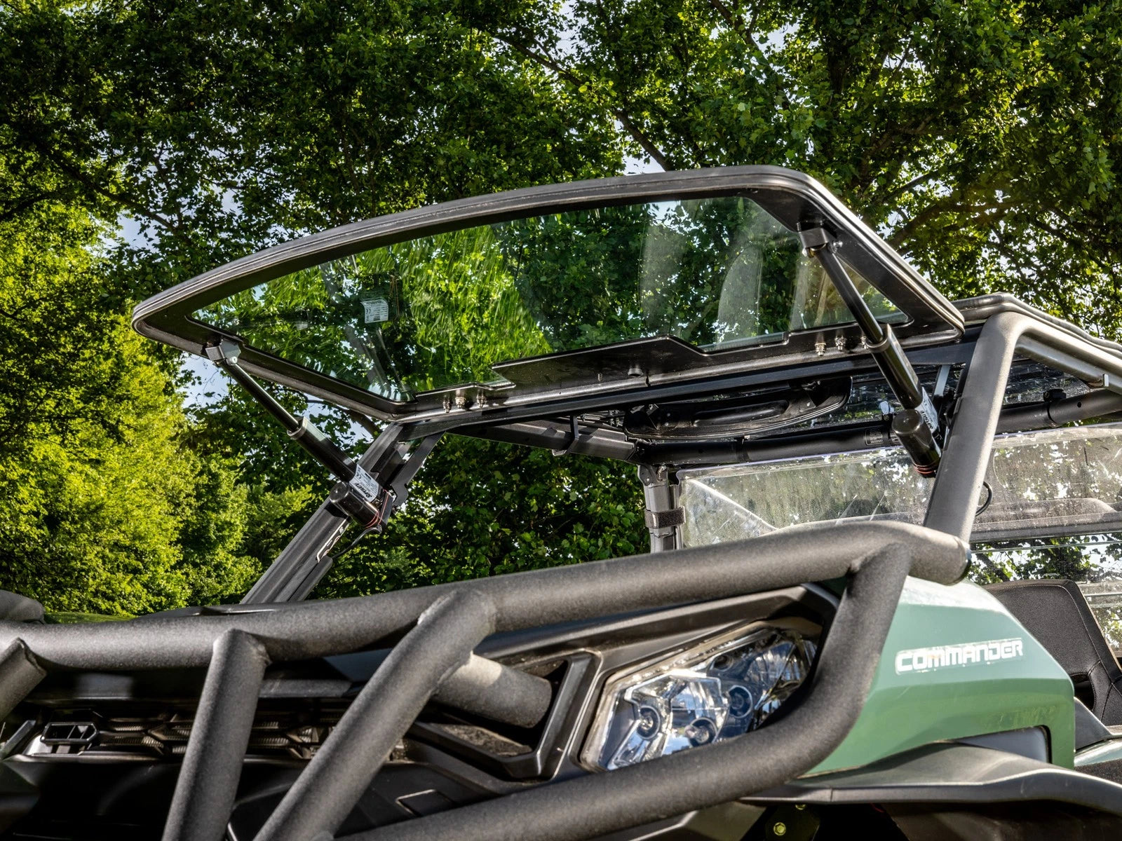 SuperATV Maxdrive Power Flip Glass Windshield for Can-Am Maverick Trail (2018–2023)