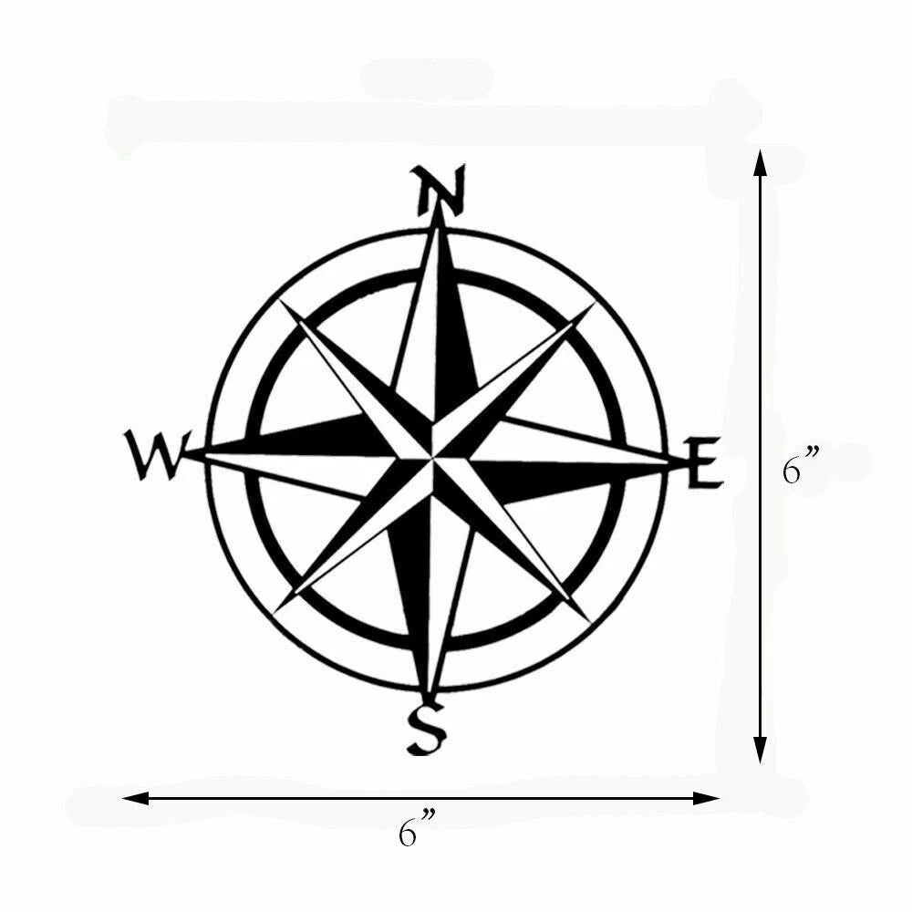 Nautical Compass Die-Cut Graphic Decal Sticker for Jeep Ford Chevy (-)
