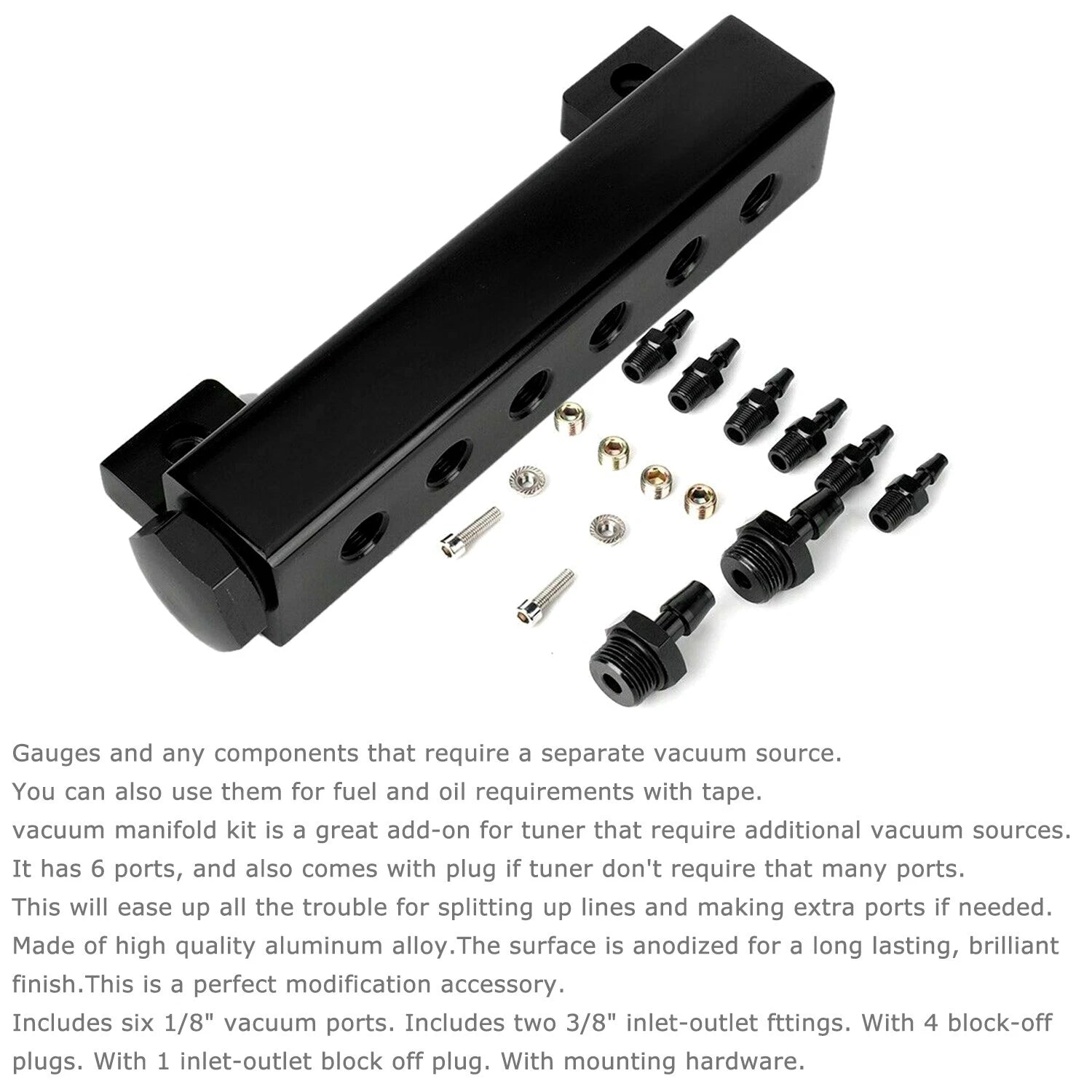 6 Port Aluminum Alloy Vacuum Manifold Kit for Turbo Applications (NPT)