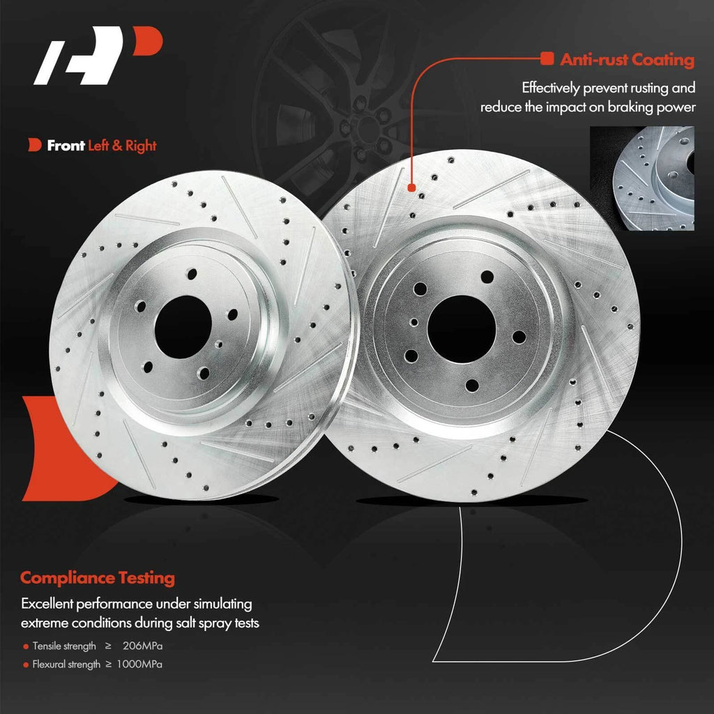Front Drilled Brake Rotors & Ceramic Pads for Infiniti Q50 (2014–2023)