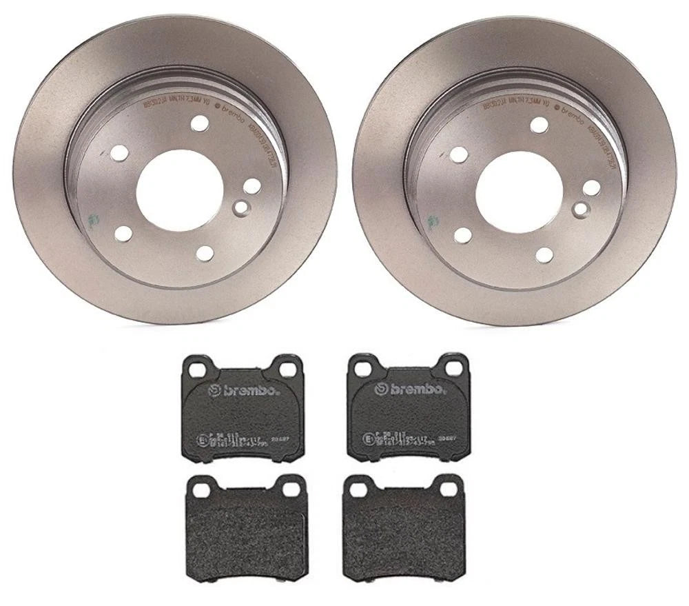 Brembo Rear Brake Kit Low-Met Pads Disc Rotors for Mercedes W201 190E (1986–1987)