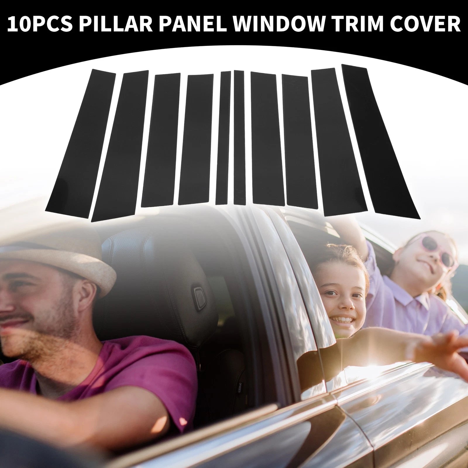 10X Car Pillar Window Trim Cover for Mercedes Benz GL-Class (2008–2012) Black