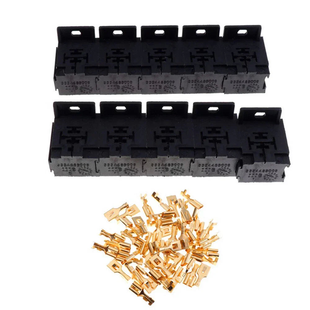 Universal 5-Pin Relay Socket Holder Block with 50 x 6.3mm Terminals