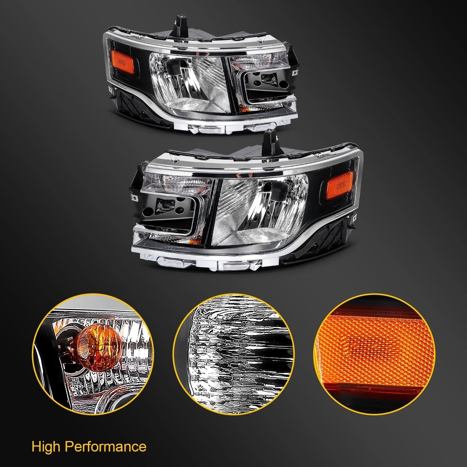 Halogen Headlight Assembly for Ford Flex (2013–2019) Black Housing
