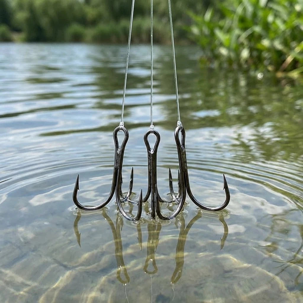 50pcs High Carbon Steel Treble Hooks #2 #4 #6 #8 #10 for Lures