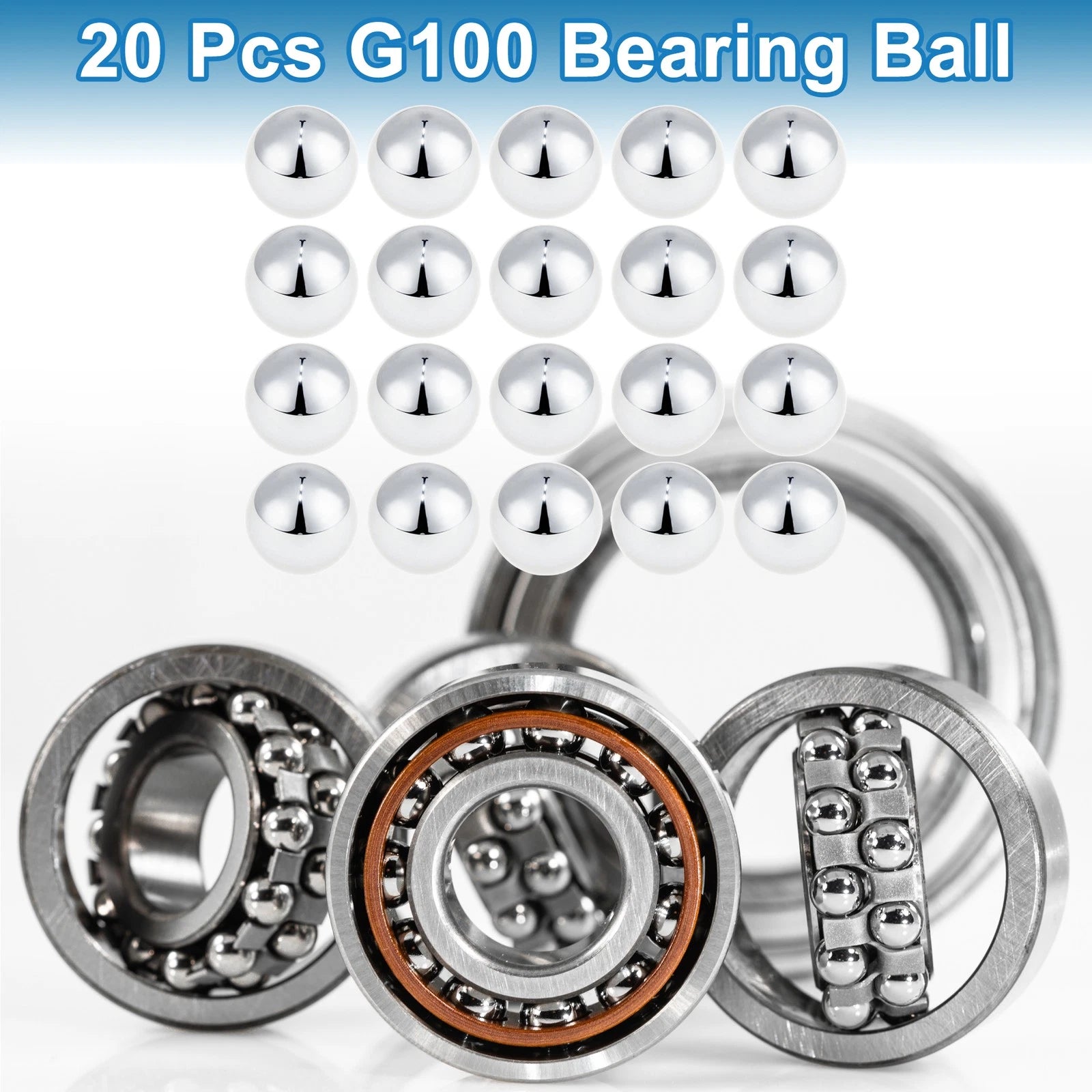 Set of 20 Precision 13.0mm G100 Steel Ball Bearings