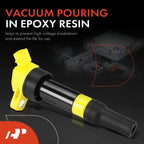 Set of 4 Yellow Ignition Coils for Hyundai Elantra Tucson Kia Soul Forte Rondo