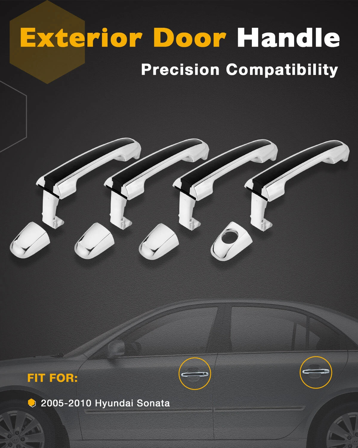 Set of 2 Exterior Door Handles for Hyundai Sonata (2005–2010)