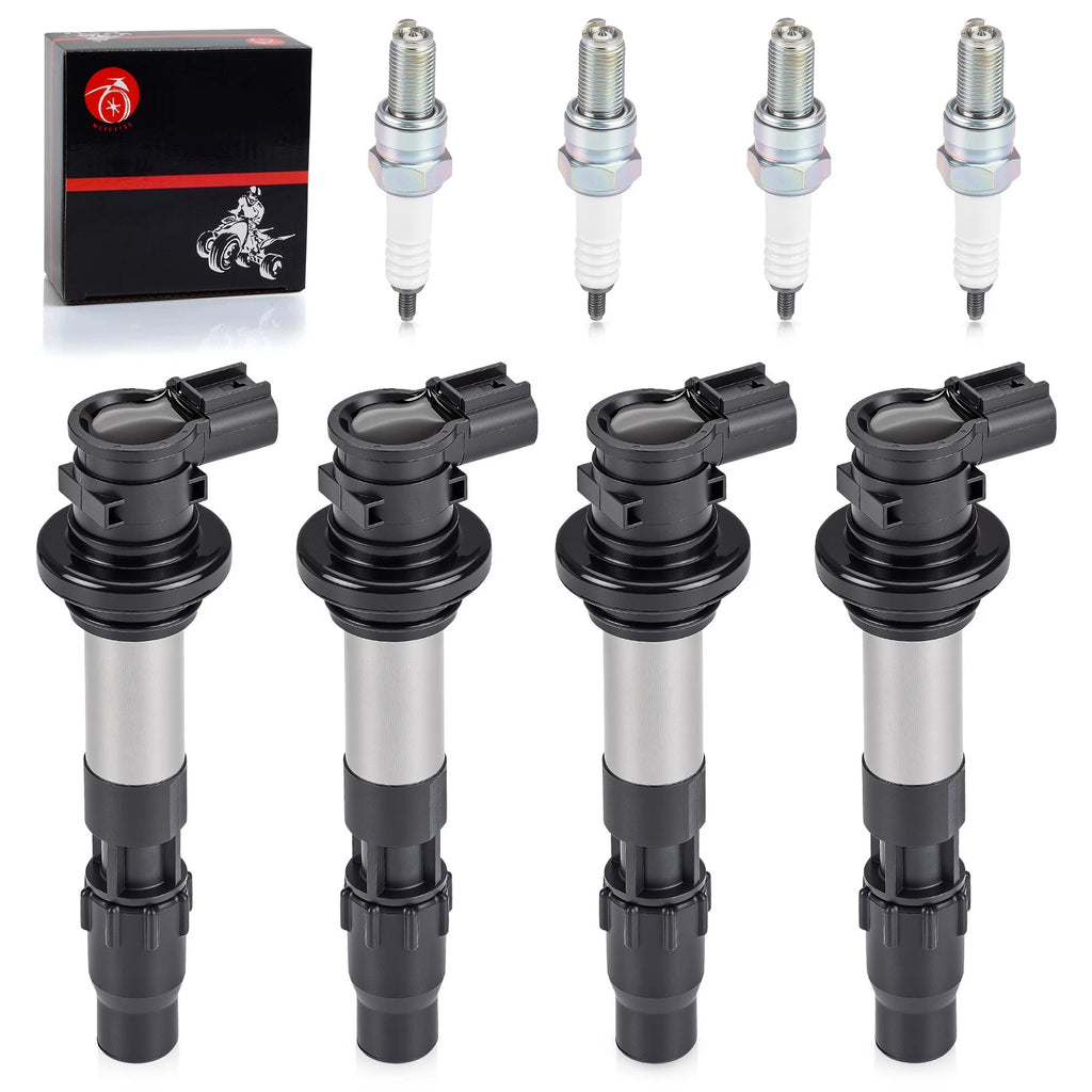 Set of 4 Ignition Coils & Iridium Spark Plugs for Suzuki GSX-R750 (2008–2023)