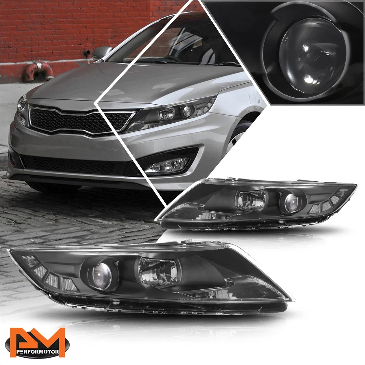 Projector Headlights for Kia Optima (2011–2013) OE Style Black Housing