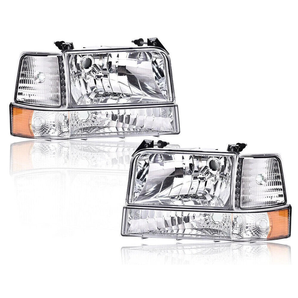Headlights with Bumper Corner Lamps for Ford F150 F250 F350 Bronco (1992–1996)