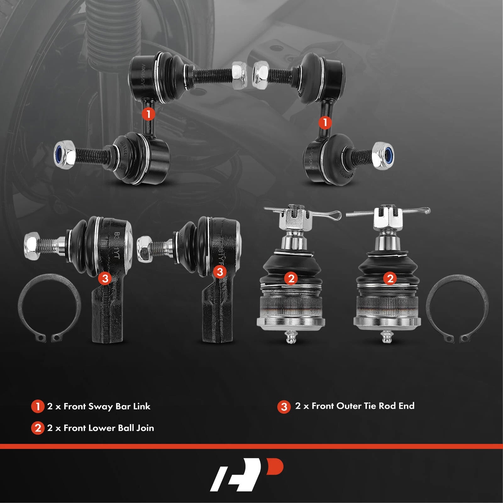 6x Front Sway Bar Link & Tie Rod for Honda Civic Acura EL (2001–2005)