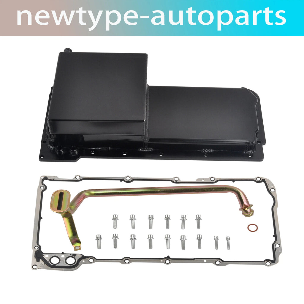 Aluminum Rear Sump Oil Pan Kit for LS1 LS2 LS3 LS6 (7-Quart, Black)