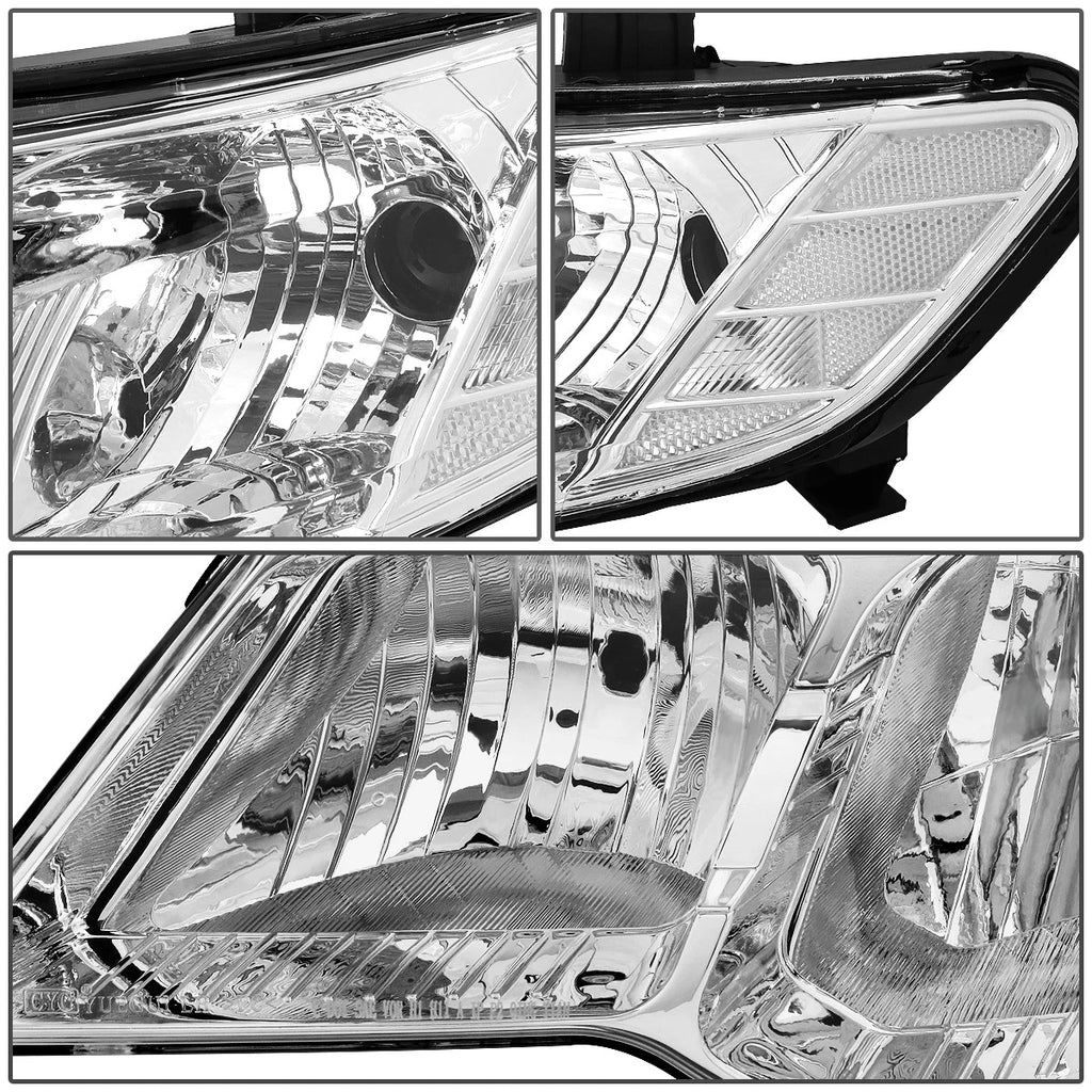 Set of 2 Chrome Housing Clear Lens Headlights for Kia Forte (2010–2013)