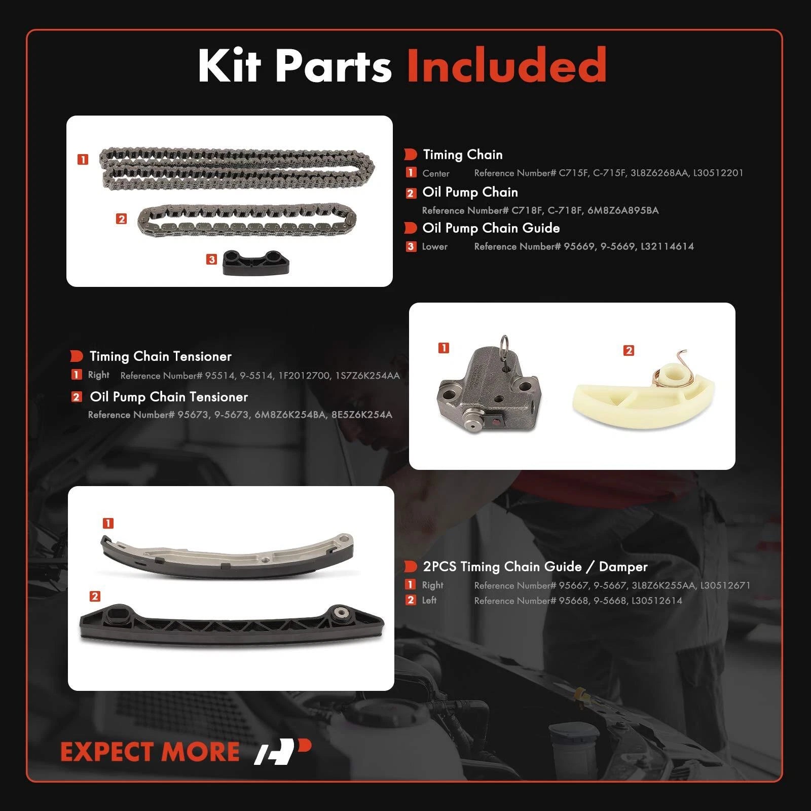 7X Timing Chain Kit for Ford Fusion/Milan/Mercury (2006)