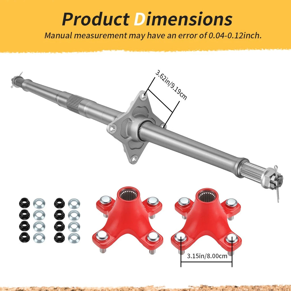 Rear Axle Shaft w/Red Wheel Hubs for Honda TRX400X (2009, 2012–2014)