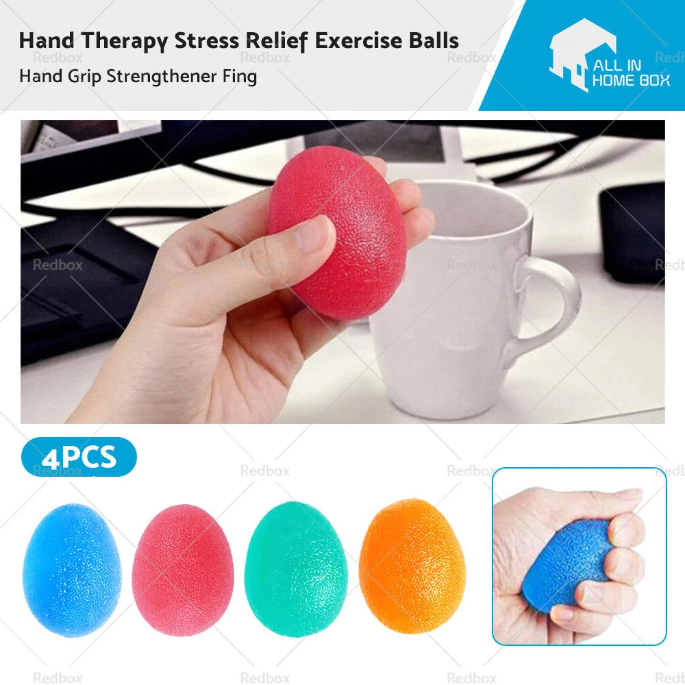 Set of 4 Hand Therapy Stress Relief Exercise Balls Hand Grip Strengthener
