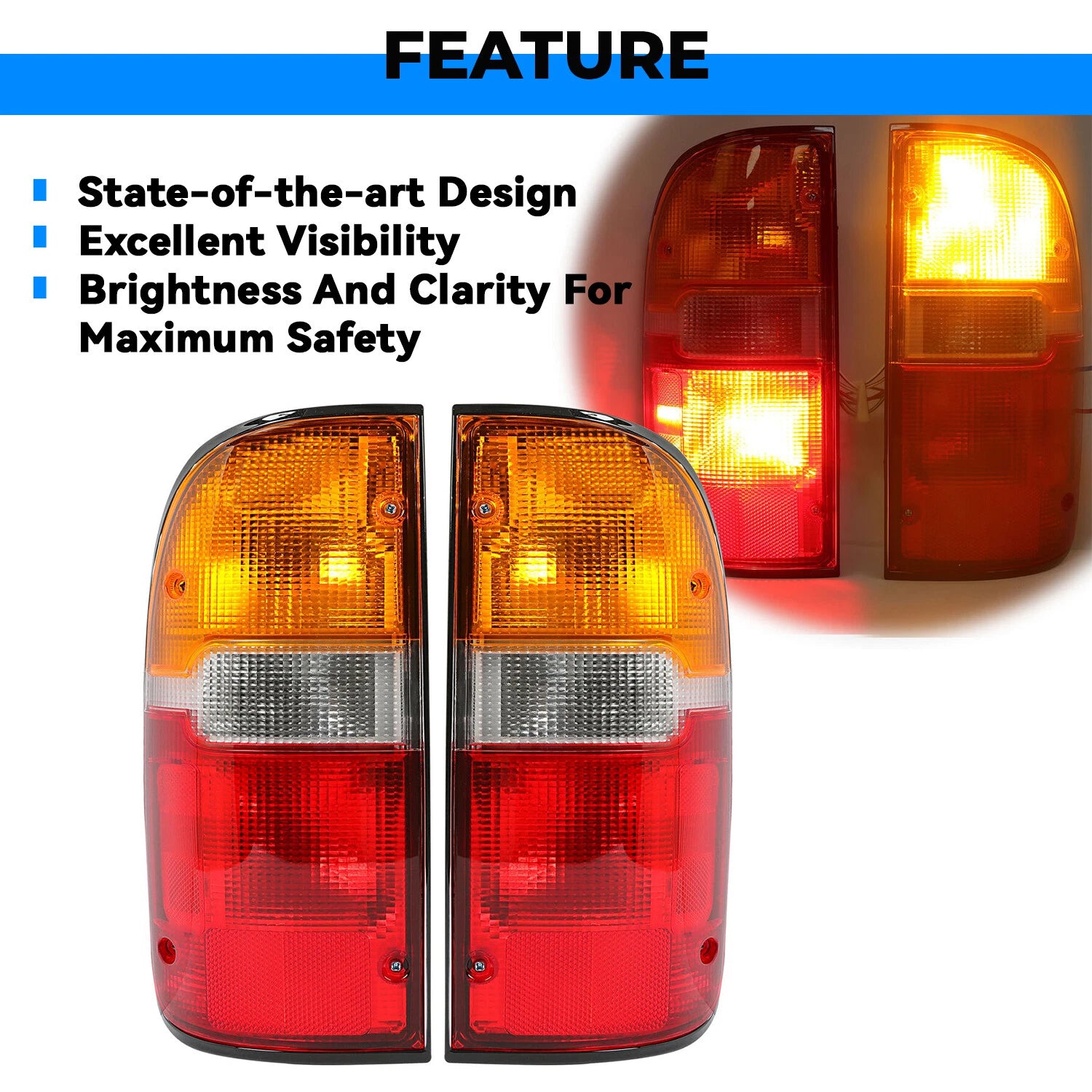 Tail Lights for Toyota Tacoma (1995–2000) with Bulbs