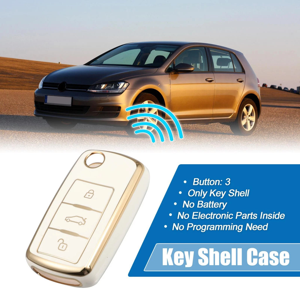 Silicone Key Fob Case Cover for Volkswagen Tiguan (2010–2017) White