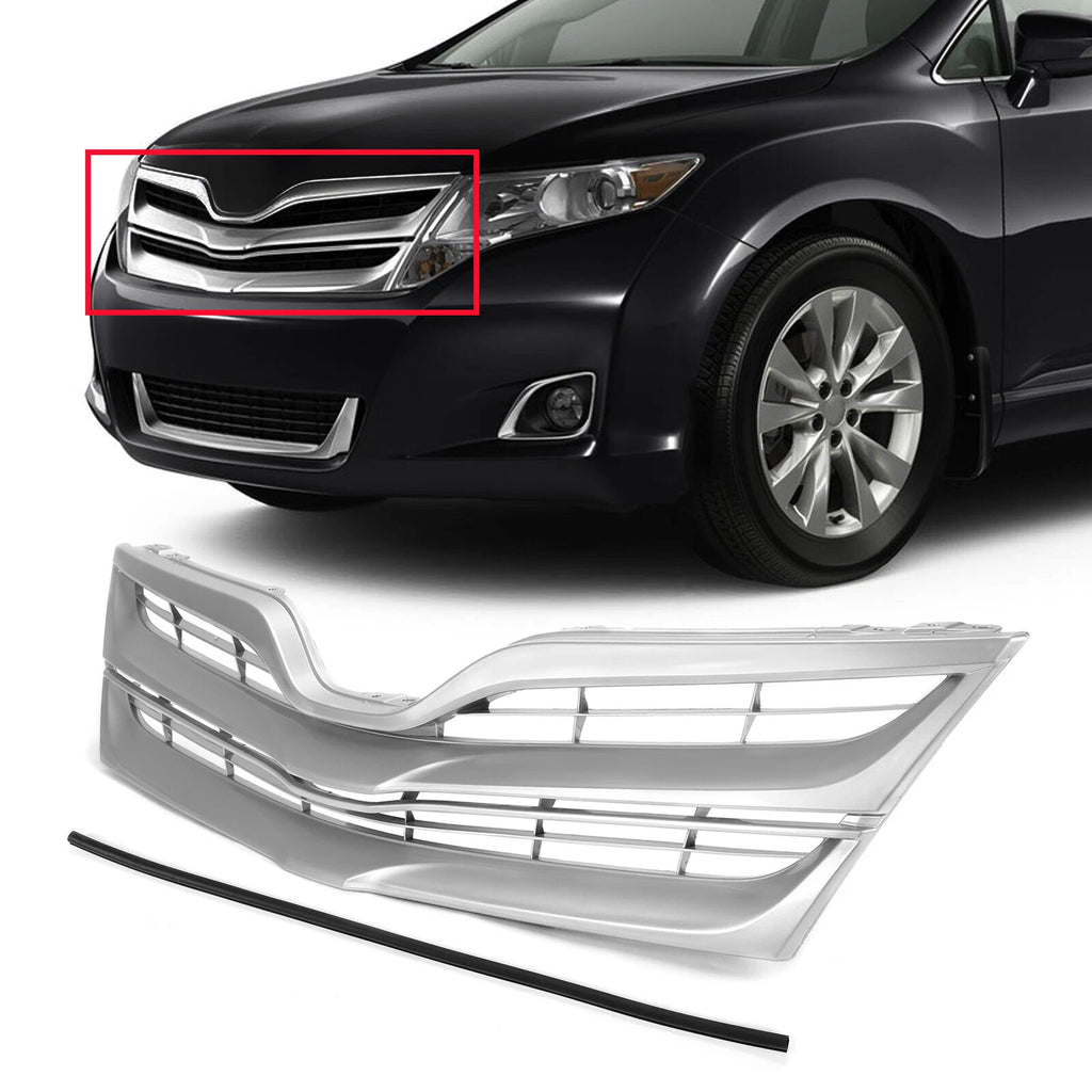 Front Upper Grille for Toyota Venza (2013–2016) Silver Replacement