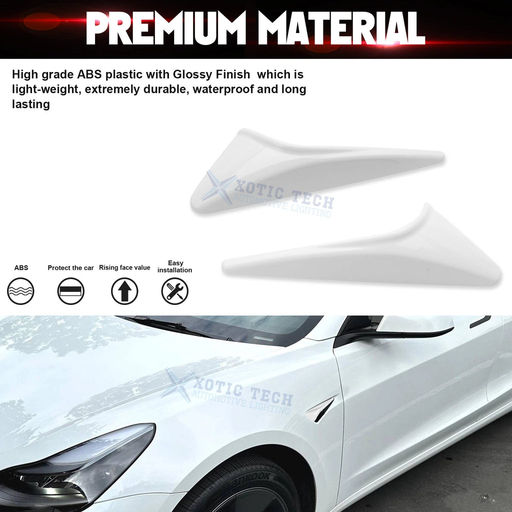 White Side Camera Decor Cover Trim for Tesla Model 3 (2024-2025)