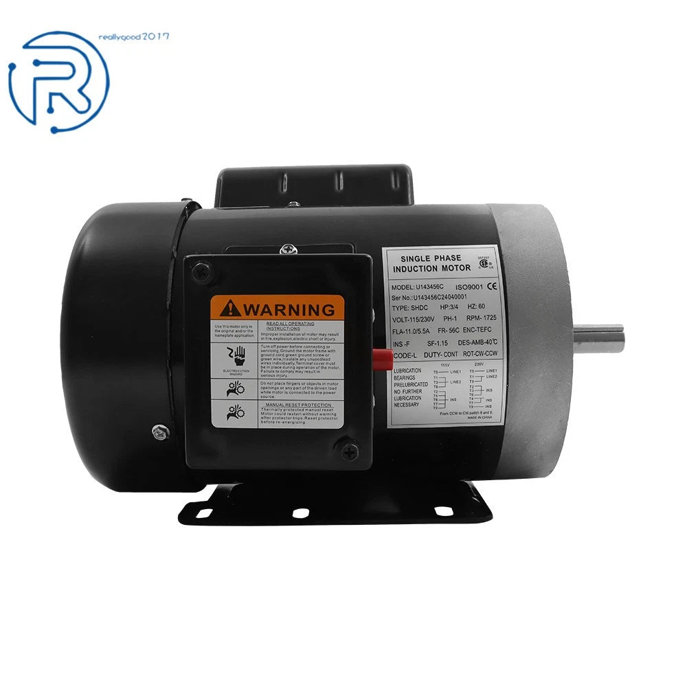 3/4HP Electric Motor for General Purpose Applications (115V/230V, 1725RPM)