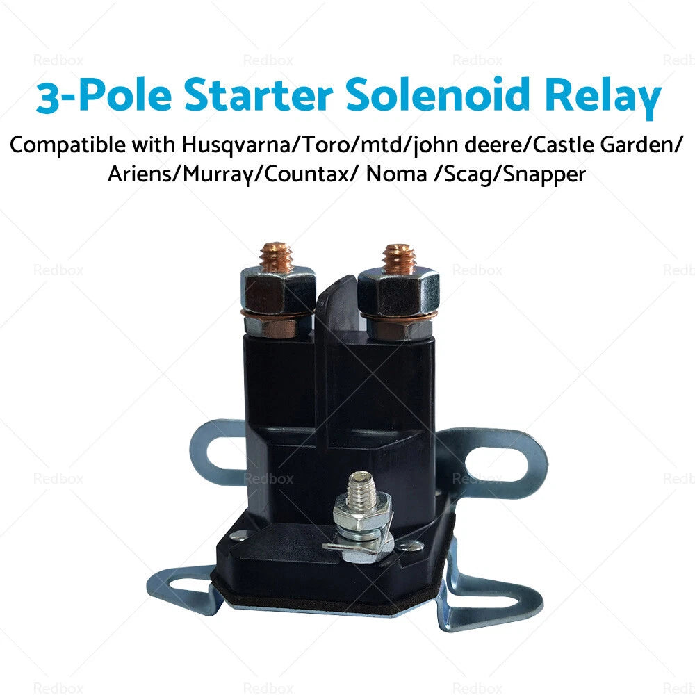 Starter Solenoid 3 Terminal 12V for Universal Lawn Mower