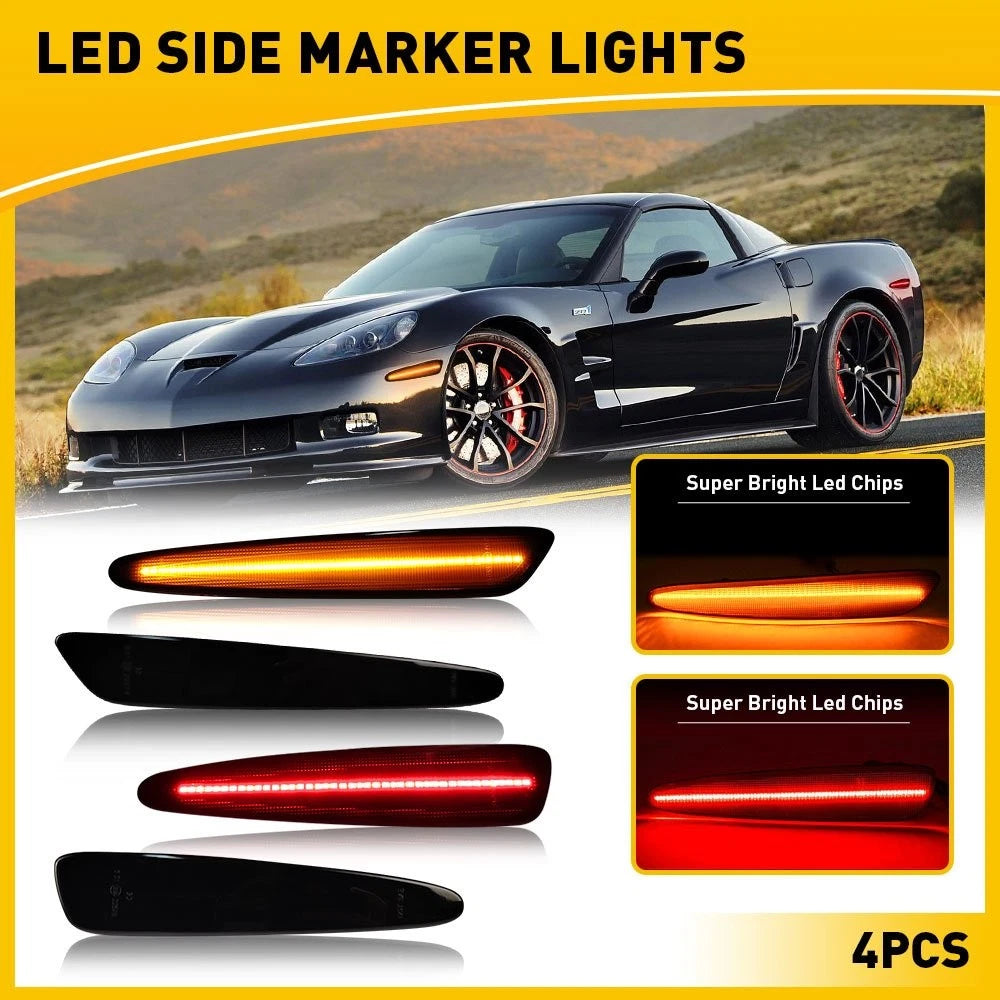 Set of 4 Smoked LED Side Marker Lights for C6 Corvette (2005–2013)