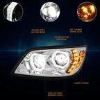 Dual Halo Rings LED DRL Projector Headlights for Hino 338 268 258 (2006–2017)