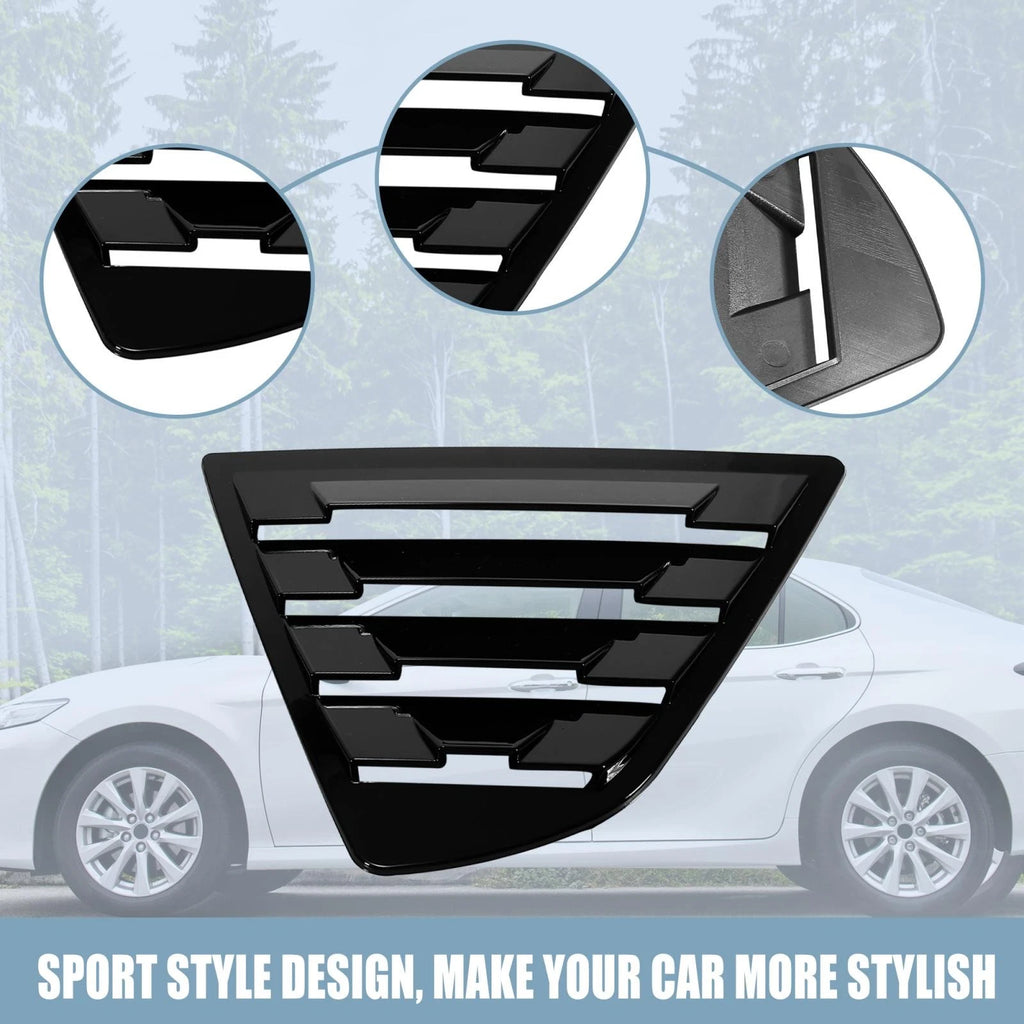 2pcs Glossy Black Rear Side Window Louver Cover for Toyota Camry 