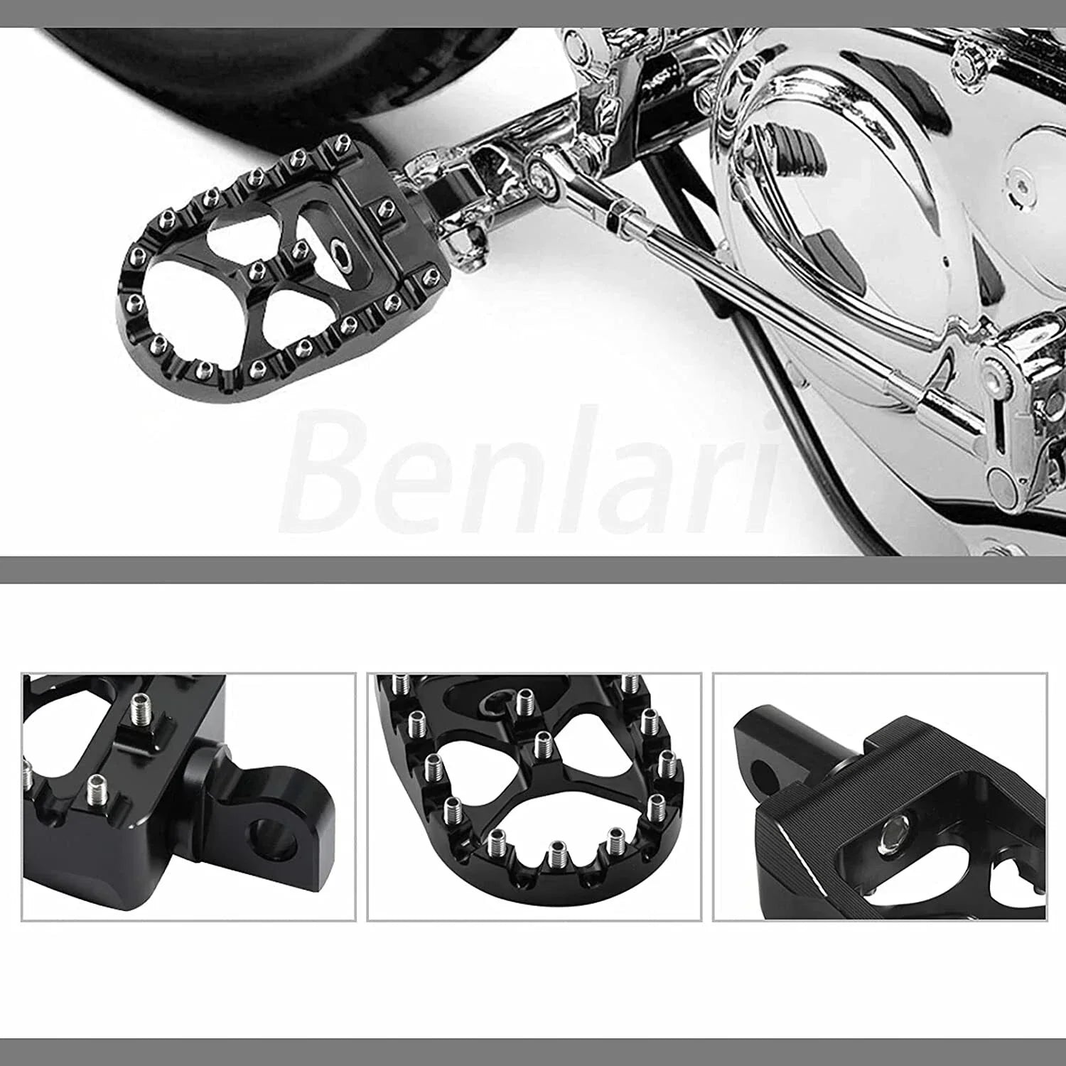 Wide Foot Pegs MX Style for Harley Dyna Sportster Iron 883 Fatboy Bobber (2004-2023)