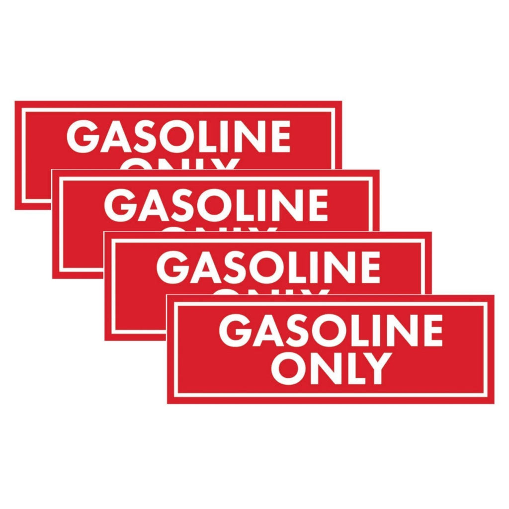 Gasoline Only Stickers Set of 4 for Motors (2" x 6")