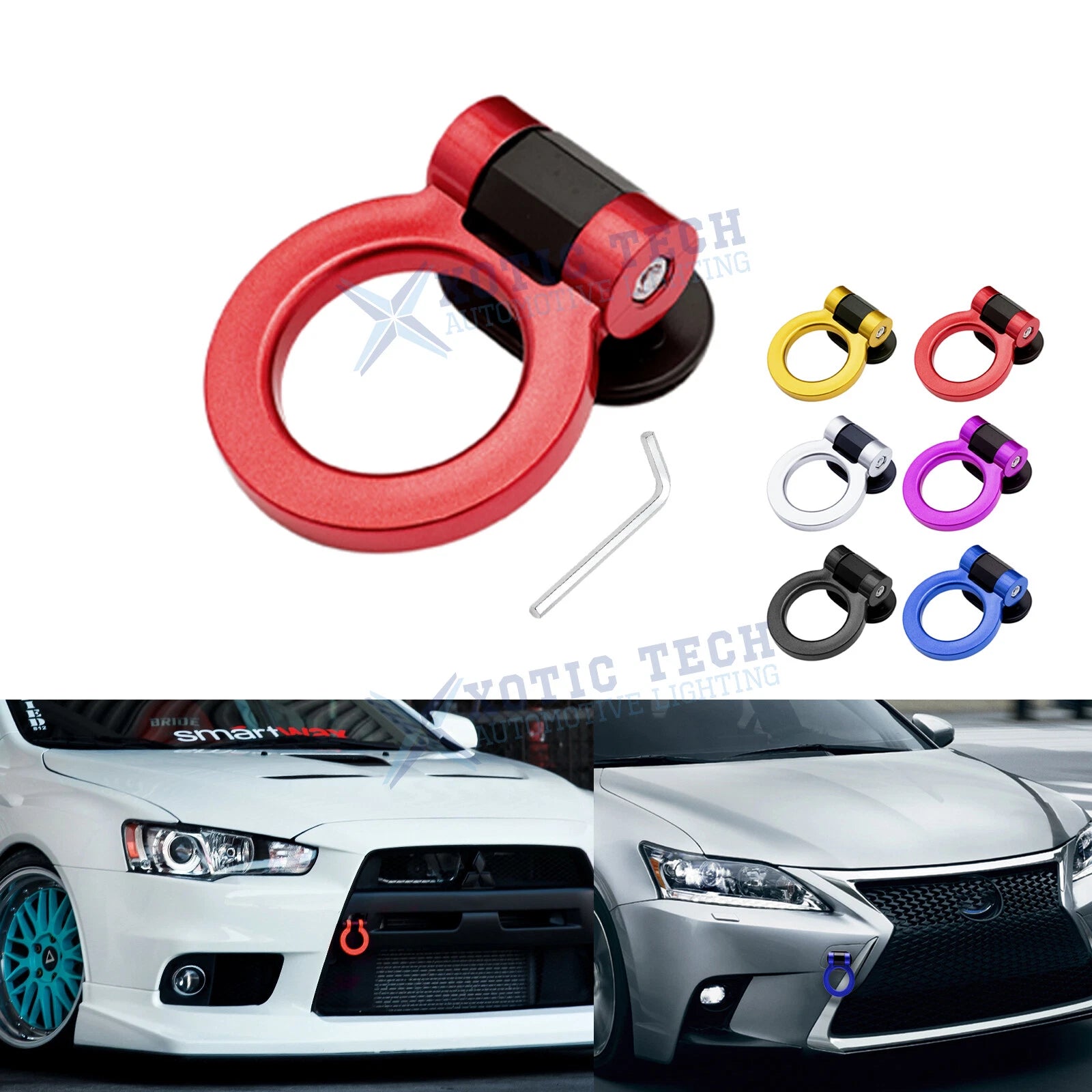 2pcs Racing Style Tow Hook Ring Sticker for Universal Trailer (Universal)