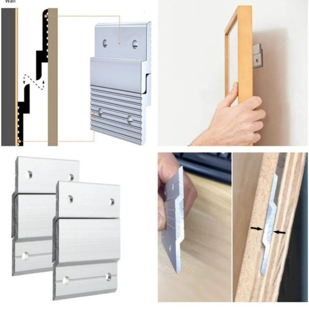 Set of 2 Aluminum Alloy Z Shaped Wall Panel Brackets for Display Mounting