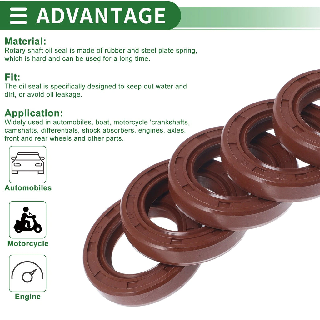 Set of 5 Oil Seal Rotary Shaft Seal FKM Rubber 22x35x7mm