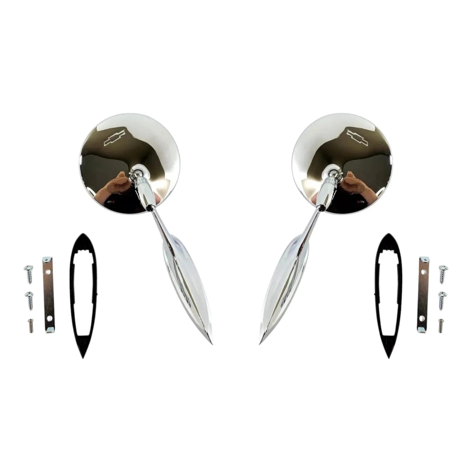 Door Side Mirrors Pair with Hardware for 1963-1964 Chevrolet Impala
