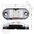 2pcs White LED Clearance Side Marker Lights for Trailer (2.5'')